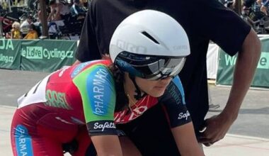 (FILE) TT cyclist Makaira Wallace lines up for a women’s sprint quarter-final in Prague, Czech Republic, in 2024 with her coach and two-time TT Olympic cyclist Njisane Phillip.  - Courtesy JLD Cycling