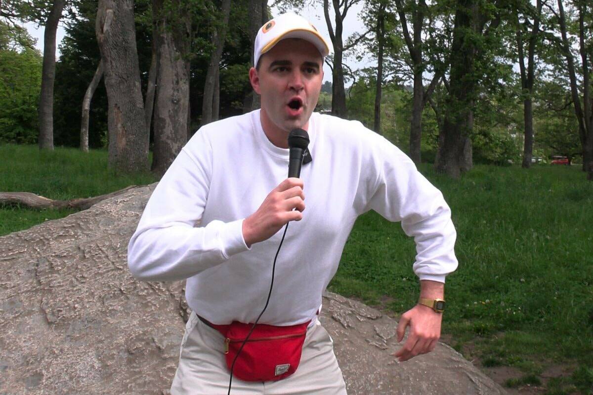 Johnny Novak brings his A-game to RPBO’s Scream Like A Gull contest on May 10. (Harry Corro/Victoria News)