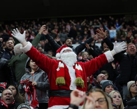 A Sunderland fan dressed as Santa