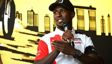 SINGAPORE, SINGAPORE - NOVEMBER 01: Biniam Girmay of Eritrea and Team Intermarch&eacute;&ndash;Wanty during the press conference prior to the 4th Tour de France EFGH Singapore 2025 on November 01, 2025 in Singapore. (Photo by Szymon Gruchalski/Getty Images)