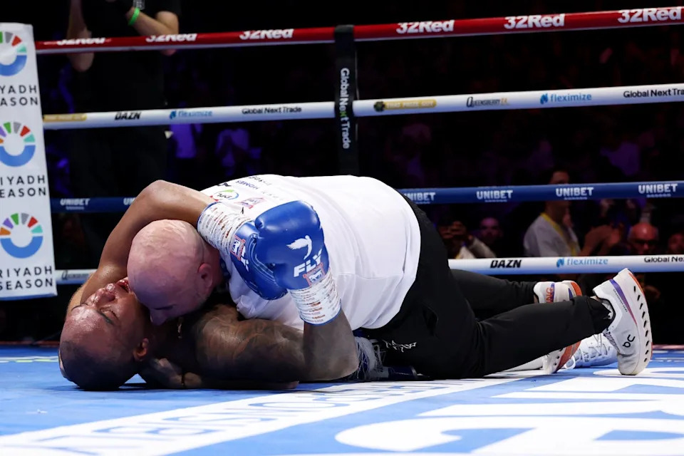 Fabio Wardley collapses in jubilation after his comeback stoppage of Joseph Parker (Getty Images)