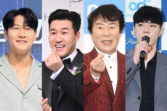 From left, Kim Jong-kook, Kim Jong-min, late Song Dae-kwan and late Wheesung / Xportsnews