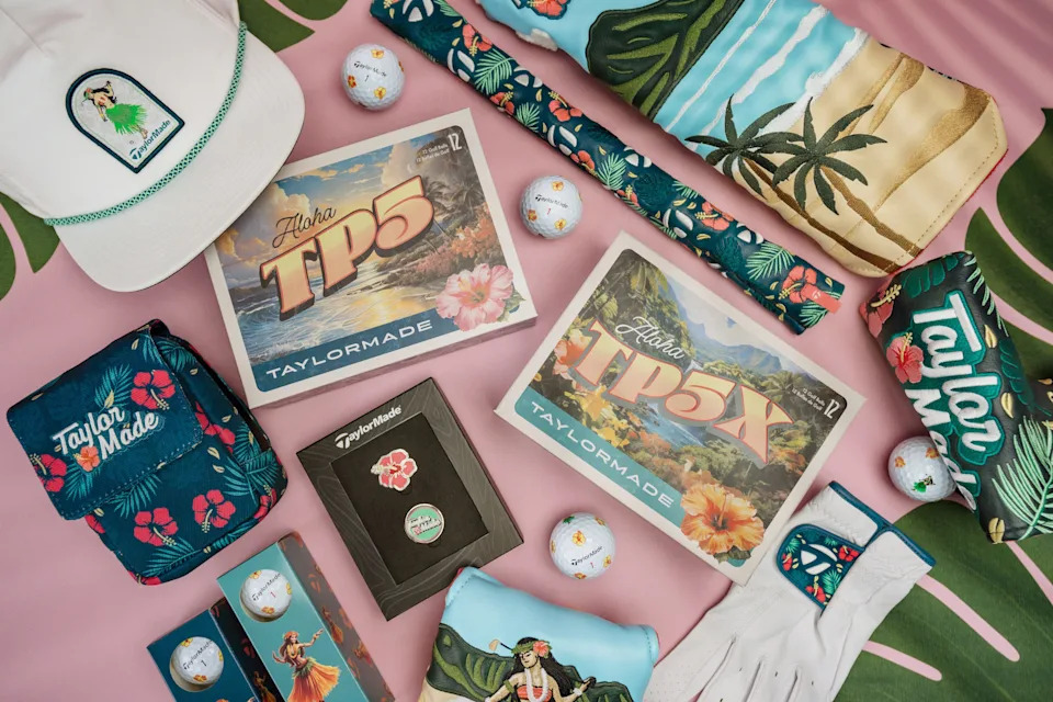 TaylorMade's Island Time Collection features Hawaiian-themed head covers, balls and accessories.