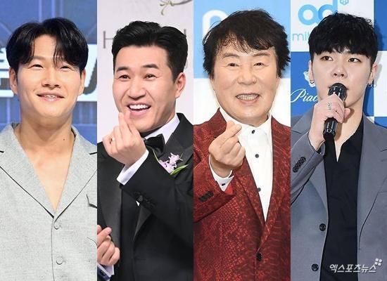 From left, Kim Jong-kook, Kim Jong-min, late Song Dae-kwan and late Wheesung / Xportsnews