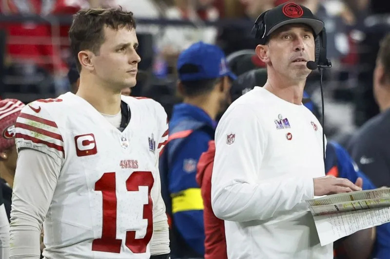 Quarterback Brock Purdy (13), coach Kyle Shanahan and the San Francisco 49ers will host the Seattle Seahawks on Saturday in Santa Clara, Calif. File Photo by John Angelillo/UPI