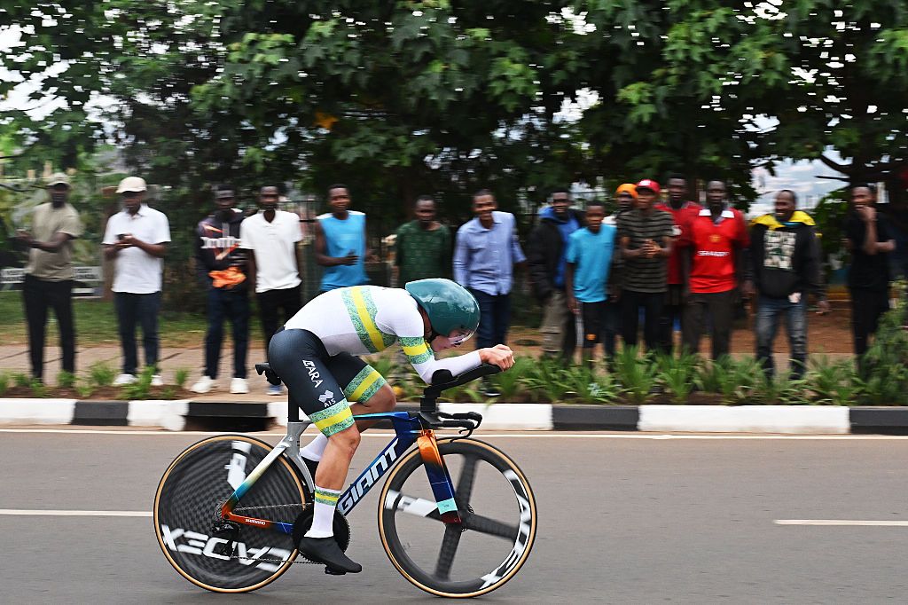 KIGALI, RWANDA - SEPTEMBER 22: Hamish McKenzie of Australia competes during the 98th UCI Cycling World Championships Kigali 2025 - Men Under 23 Individual Time Trial a 31.2km race from Kigali to Kigali on September 22, 2025 in Kigali, Rwanda. (Photo by Dario Belingheri/Getty Images)