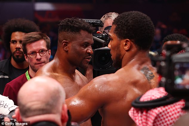 Anthony Joshua offered words of encouragement to Francis Ngannou after the knockout
