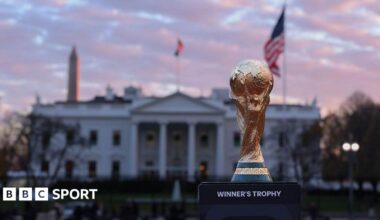 The Fifa World Cup trophy outside the White House ahead of the draw