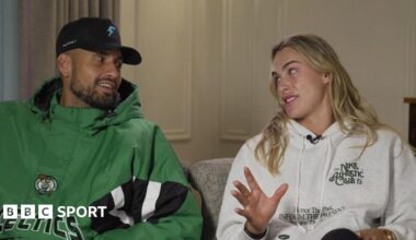 Nick Kyrgios and Aryna Sabalenka talk to each other in a recent BBC interview