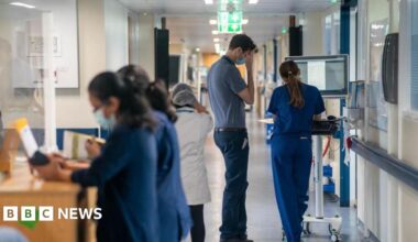 Medical staff in NHS hospital ward