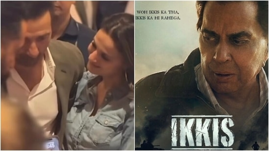 Ameesha Patel posted a video of her hugging an emotional Sunny Deol at the premiere of Ikkis. 