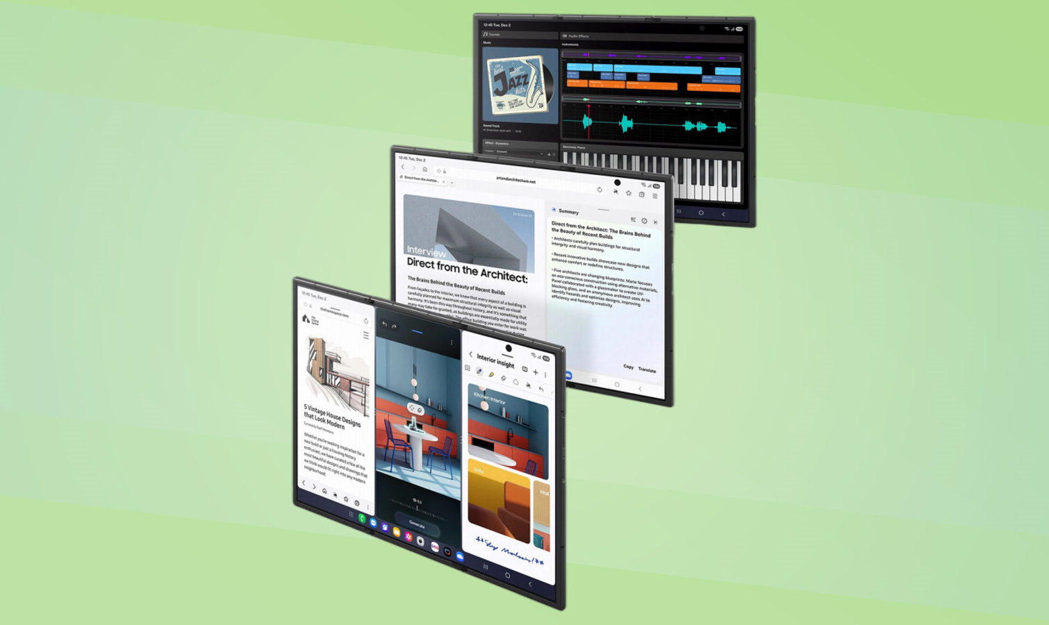 Galaxy Z TriFold showing different screens.