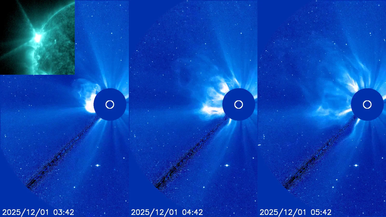 CME Eruption - Dec 1 2025 - NOAA NASA ESA