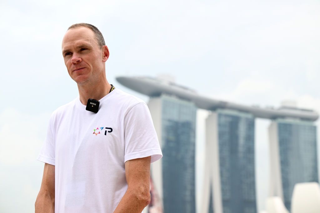 SINGAPORE, SINGAPORE - NOVEMBER 09: Chris Froome of The United Kingdom and Criterium Legends Team poses for a portrait during the media day prior to the 3rd Tour de France Prudential Singapore 2024 on November 09, 2024 in Singapore. (Photo by Tim de Waele/Getty Images)