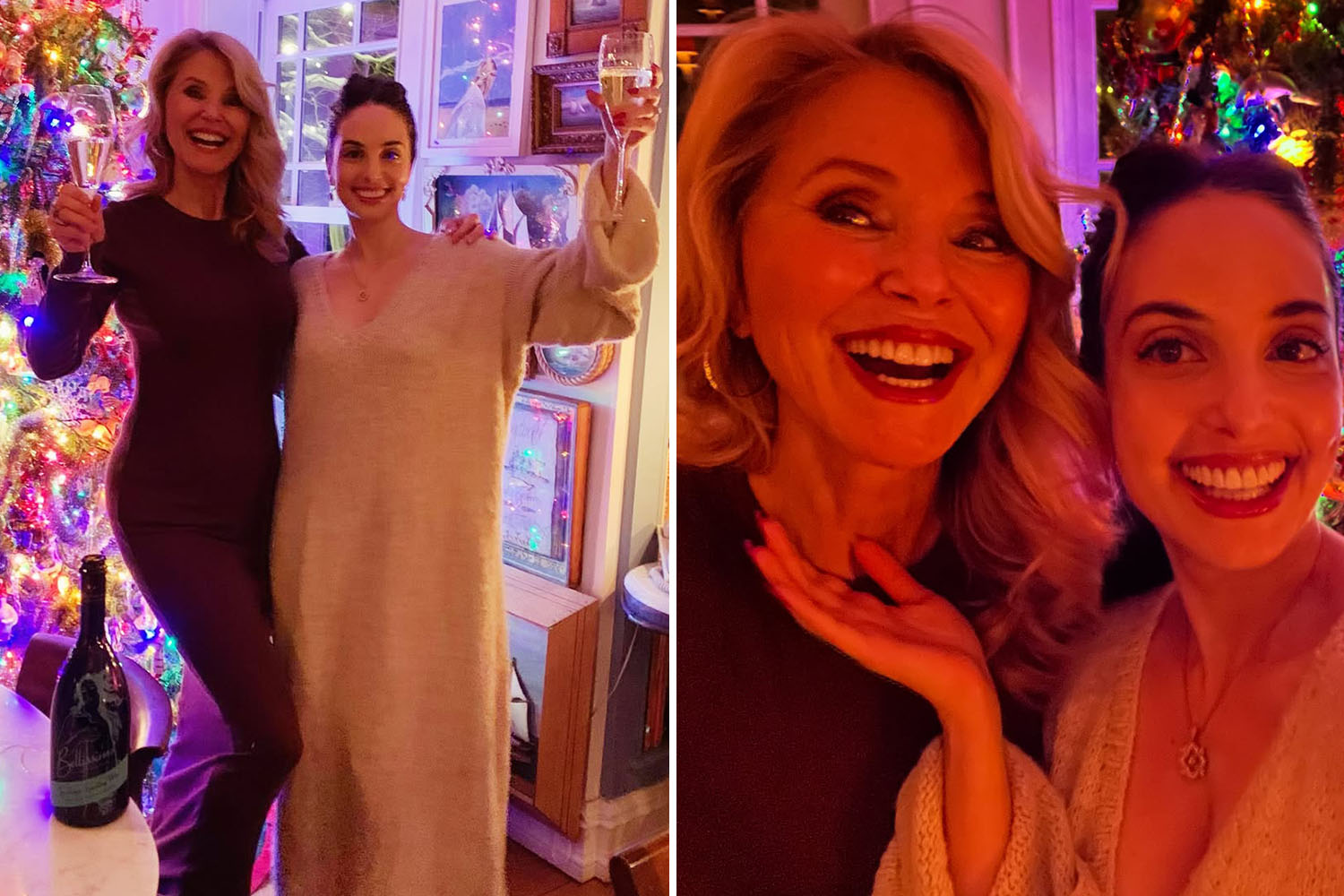 Collage of two photos of Christie Brinkley and daughter Sailor Brinkley Cook.