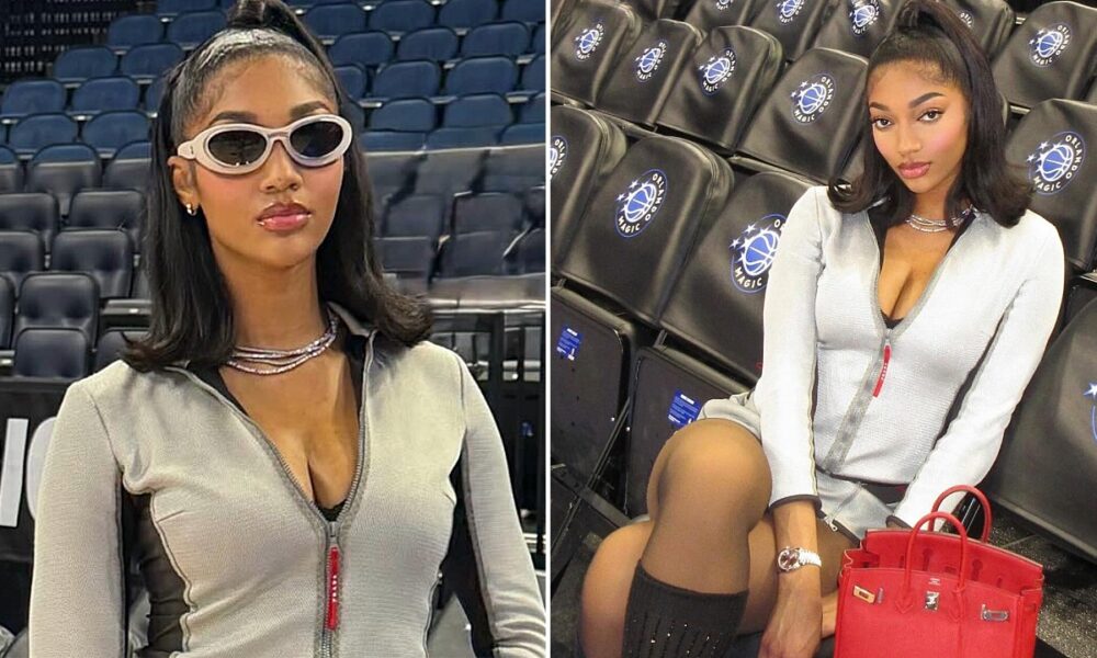 WNBA Star Angel Reese Sets Pulses Racing While Wearing Plunging Gray Mini in Courtside Photo Drop – National Enquirer