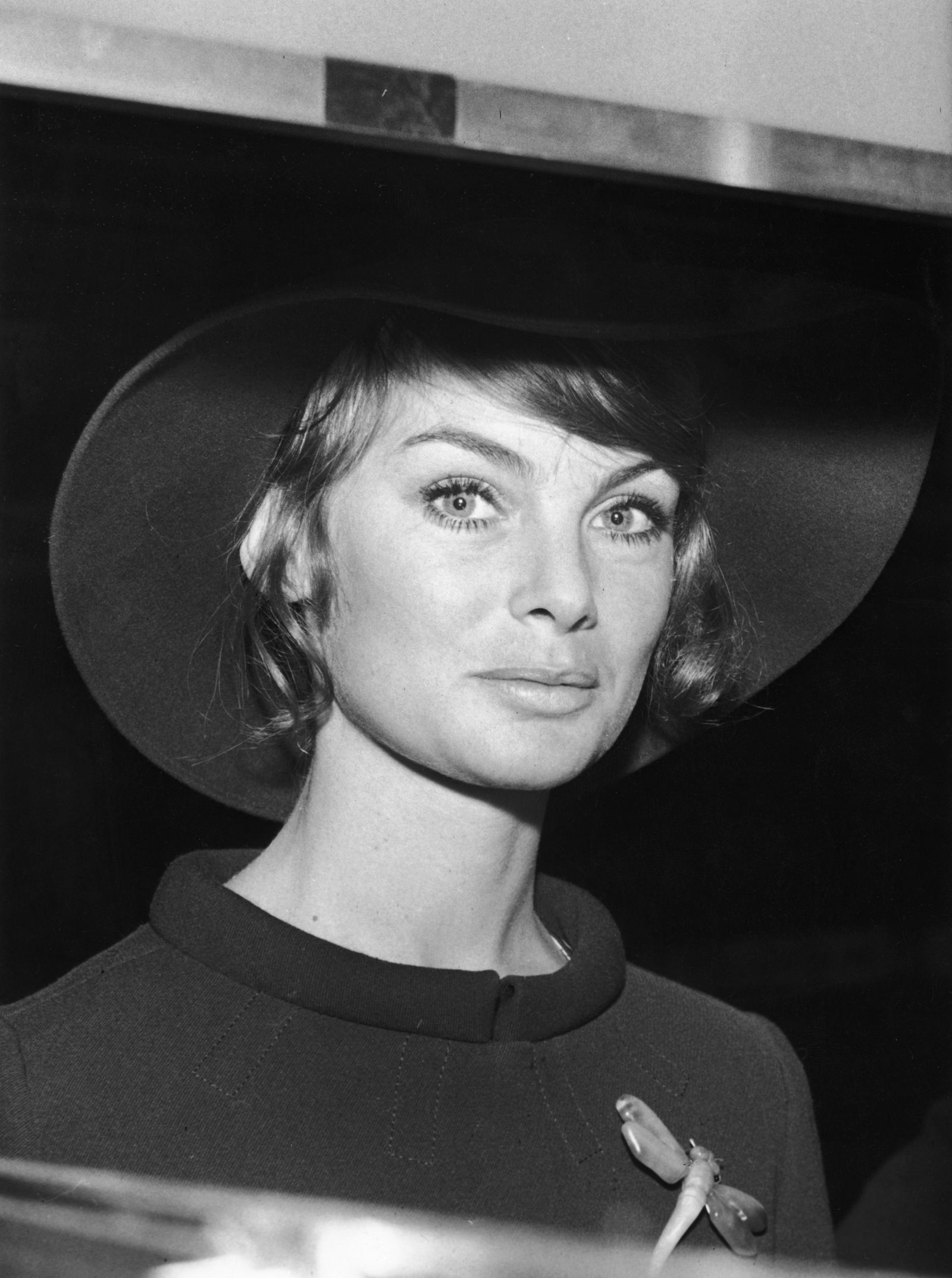 Image may contain Jean Shrimpton Face Head Person Photography Portrait Clothing Hat Body Part Neck and Adult