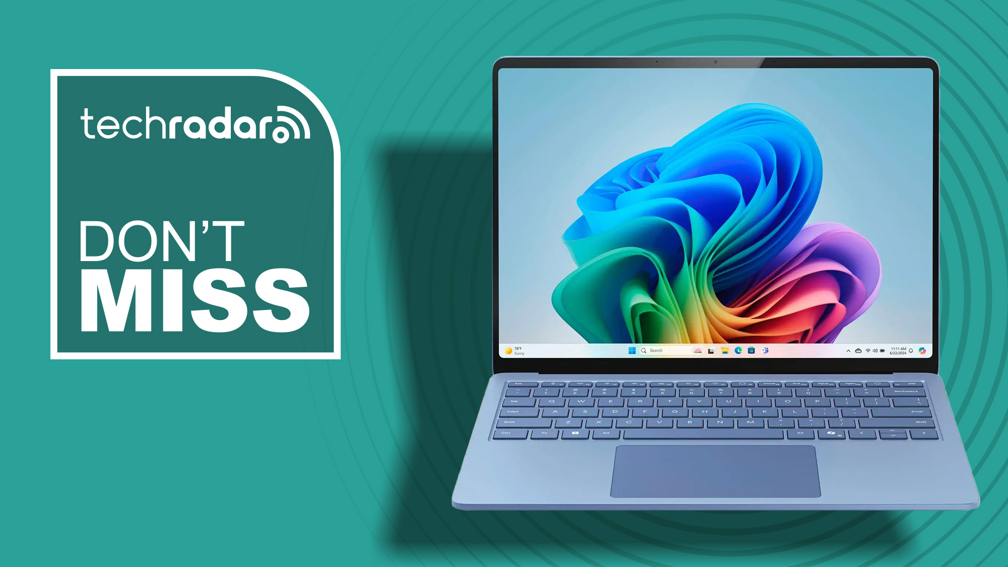 A Microsoft Surface Laptop 7 against a TechRadar DON'T MISS background