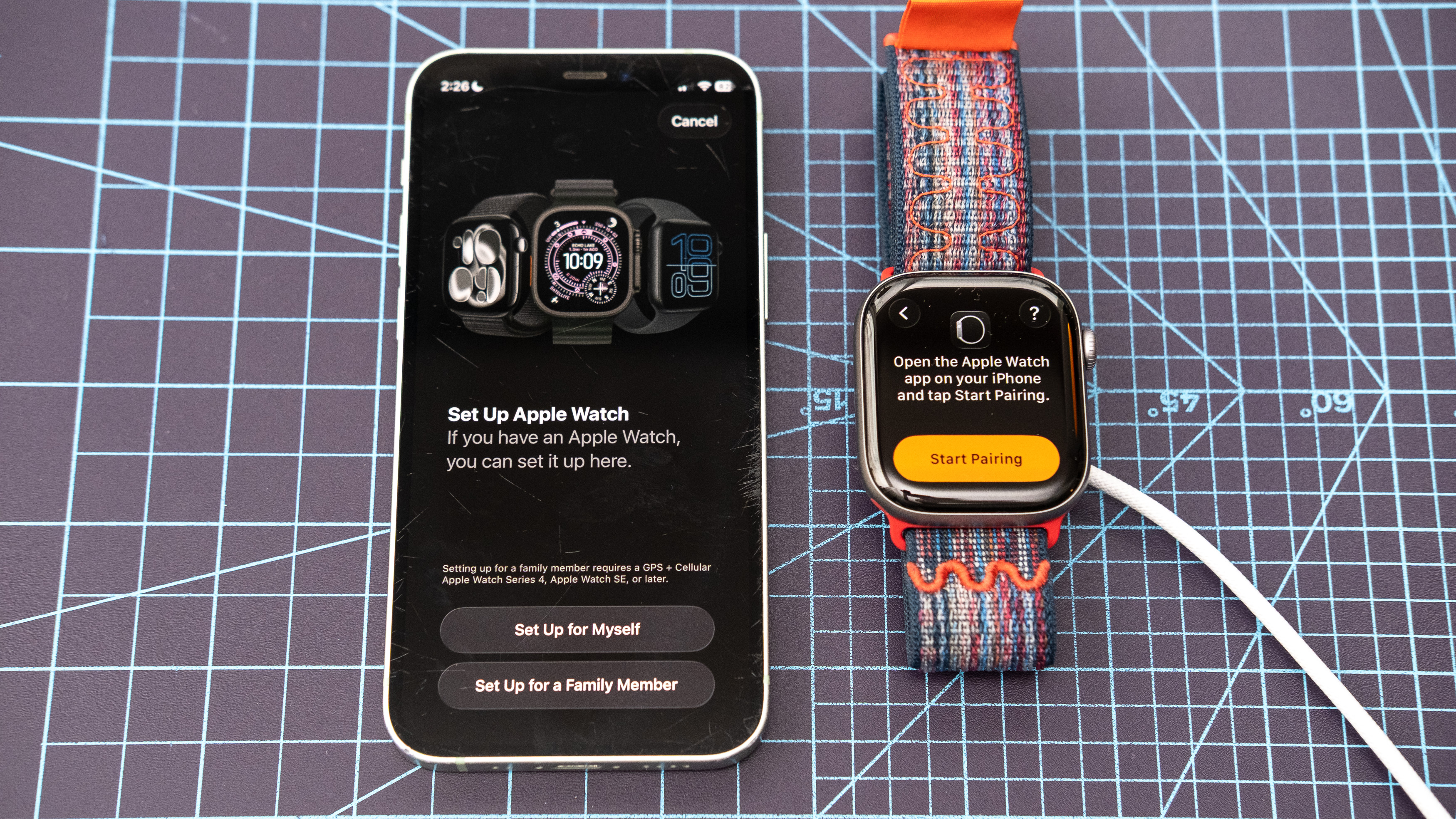 Apple Watch Series 11 close-up showing the setup and pairing process 