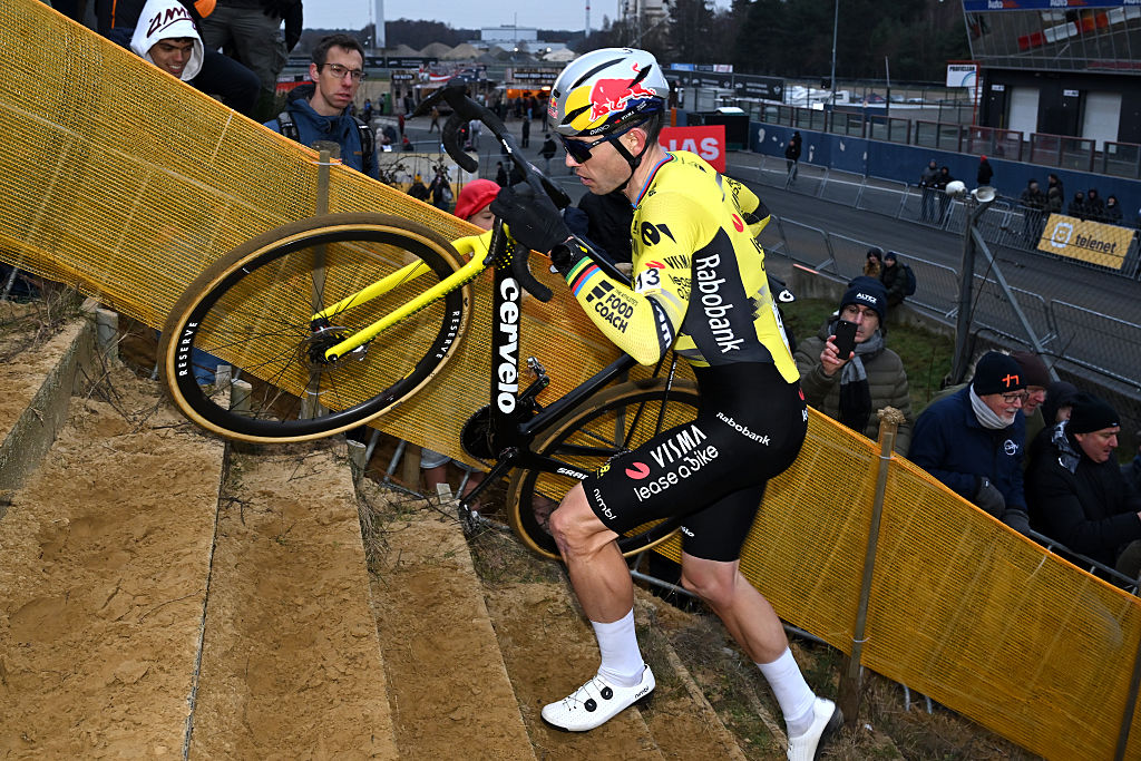 NAMUR, BELGIUM - DECEMBER 23: Wout Van Aert of Belgium and Team Visma - Lease a Bike competes during the 21st Superprestige Heusden-Zolder 2025 - Men&amp;apos;s Elite on December 23, 2025 in Namur, Belgium. (Photo by Luc Claessen/Getty Images)