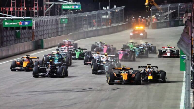 Lando Norris and Max joust at the start