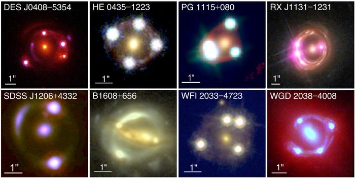 The eight gravitational lensing systems discussed in the paper to calculate the Hubble Constant. Credit - TDCOSMO Collaboration et al.