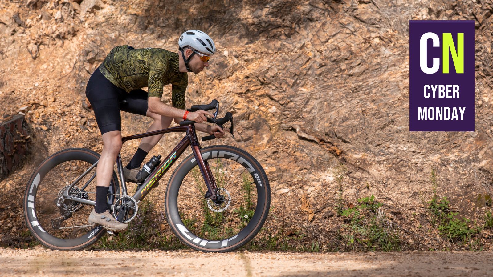 A man riding a Merida gravel bike