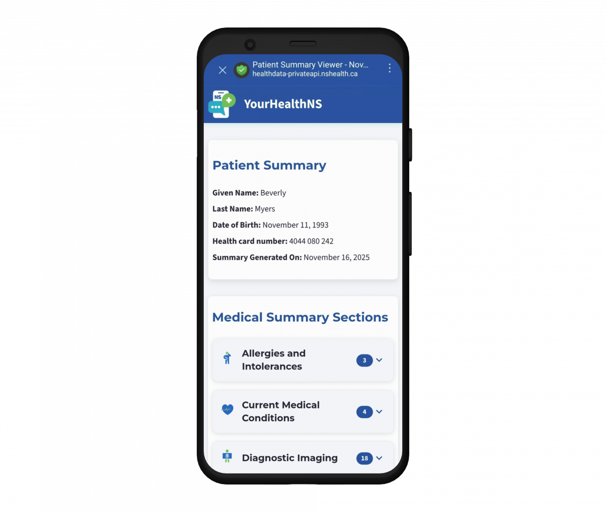 Patient Summary Now Available in YourHealthNS