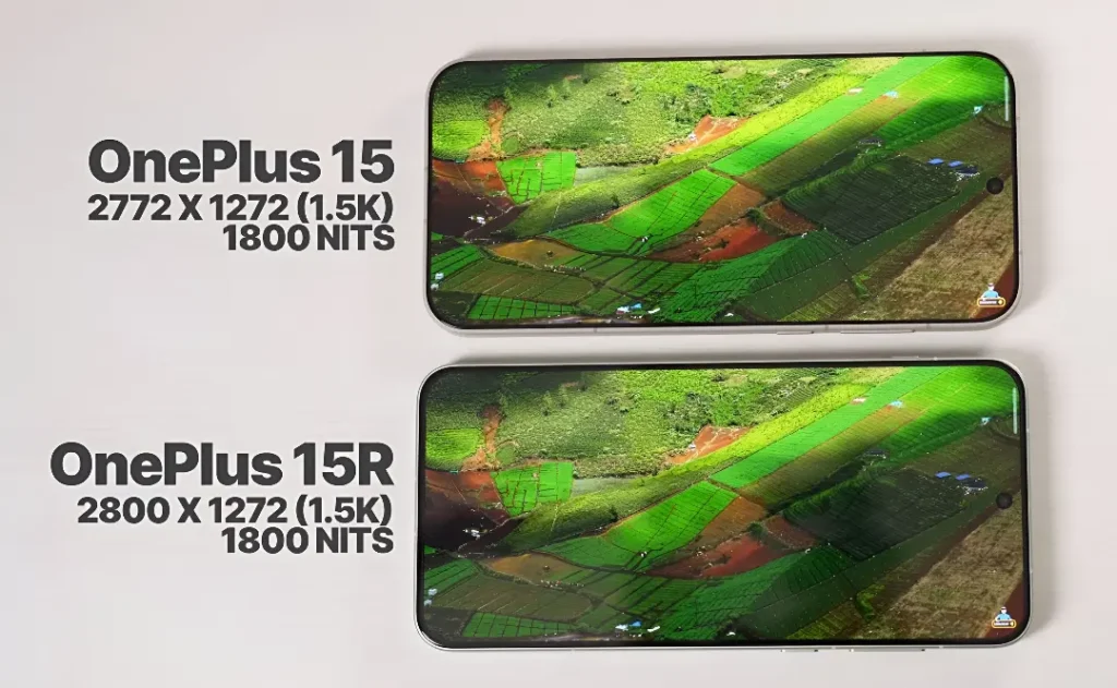 Oneplus 15 and 15r screen sizes