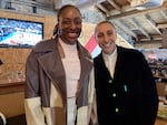 WNBA greats Nneka Ogwumike of the Seattle Storm and Diana Taurasi of the Phoenix Mercury at the Sweet 16 watch party at Spirit of 77 on Mar. 29, 2024, in Portland, Ore. The Sports Bra, media company TOGETHXR and Aflac Insurance sponsored the party.