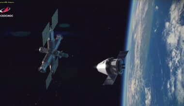 Next-generation spacecraft to replace the Soyuz spacecraft approached Russia Orbital station. Credit: RoscosmosTV (screengrab)/Inside Outer Space