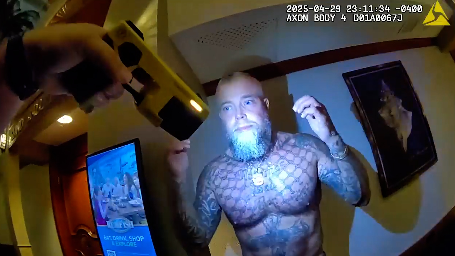 Click to play video: 'Bodycam shows police takedown of Powerball winner days after historic jackpot'