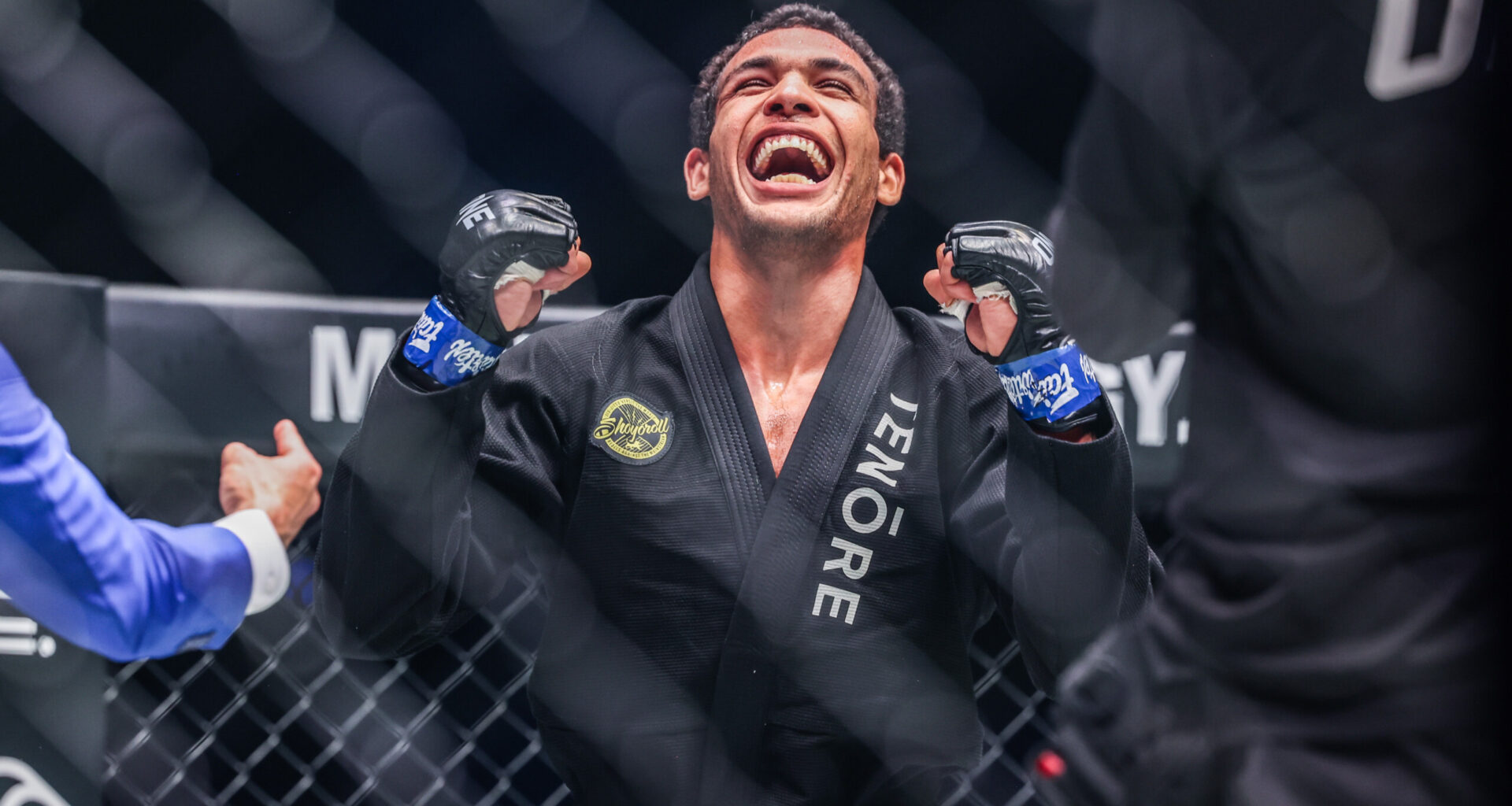BJJ star Tye Ruotolo celebrates his victory