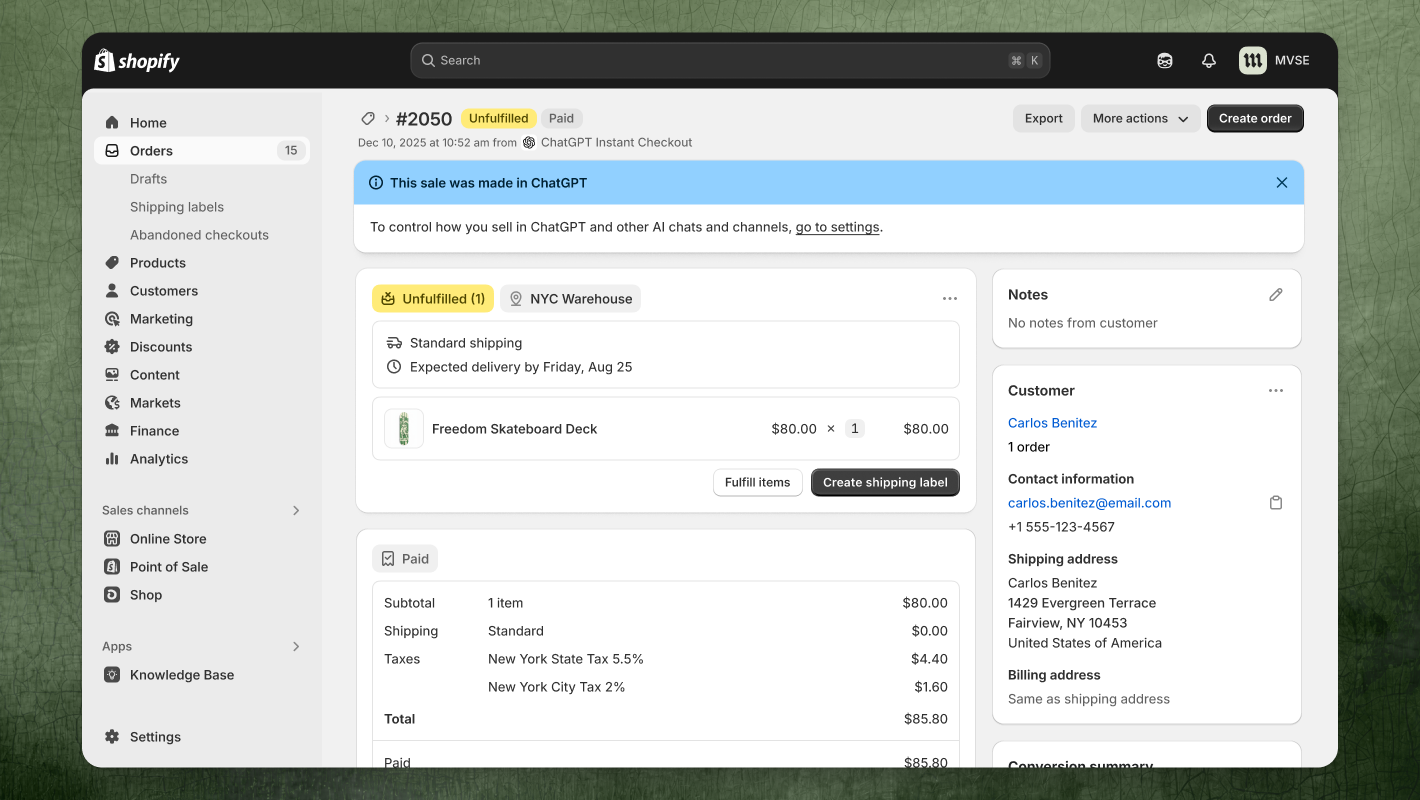 Shopify Agentic Storefronts UI features and demo