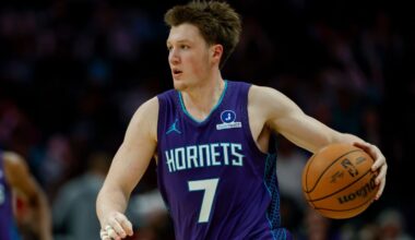 Hornets' Kon Knueppel exits vs. Magic with ankle injury