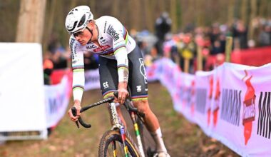 NAMUR, BELGIUM - DECEMBER 14: Mathieu Van Der Poel of Netherlands and Team Alpecin-Deceuninck competes during the 16th UCI Cyclo-Cross World Cup Namur 2025 - Men's Elite on December 14, 2025 in Namur, Belgium. (Photo by Billy Ceusters/Getty Images)