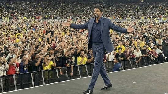 Vijay at the Jana Nayagan audio launch in Kuala Lumpur on Saturday.