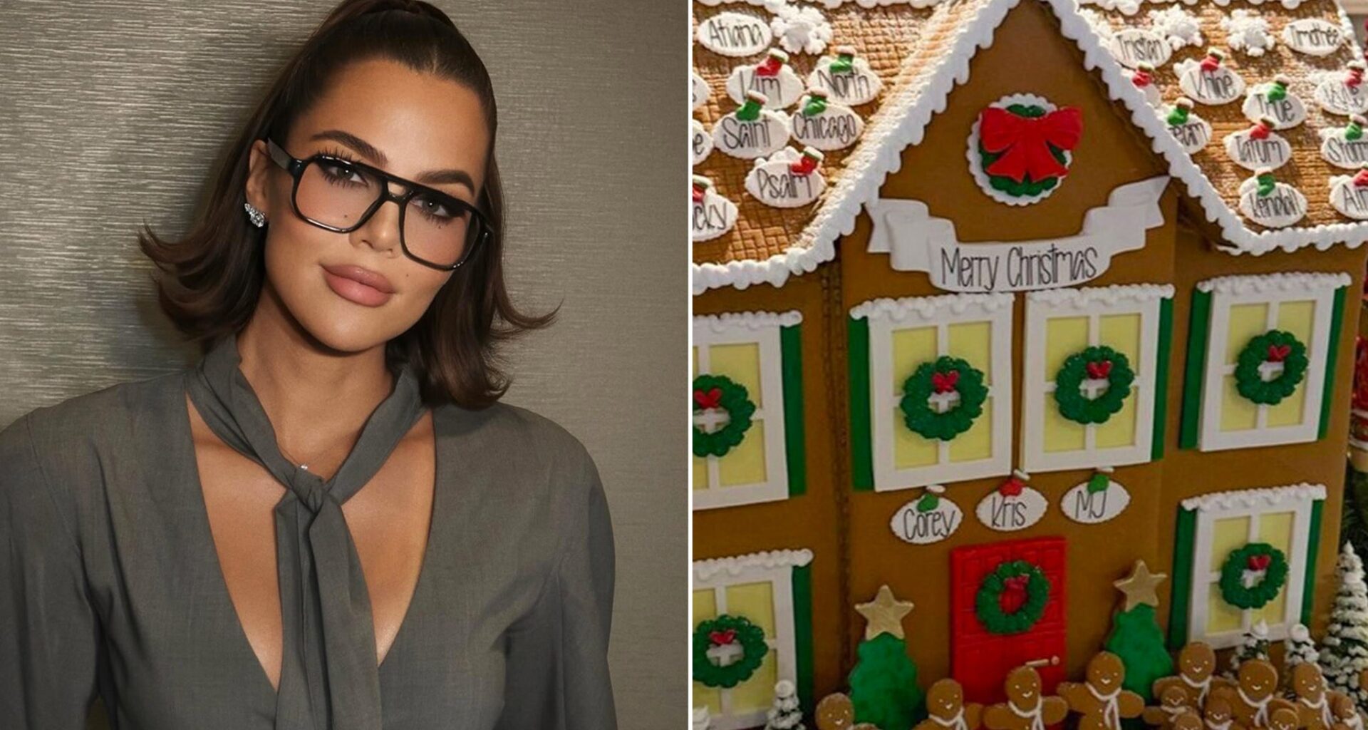 Khloe Kardashian Reacts to Fan Calling Out Ex Tristan Thompson's Name on Family Gingerbread House