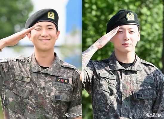 BTS' RM, left, and Jungkook / Xportsnews