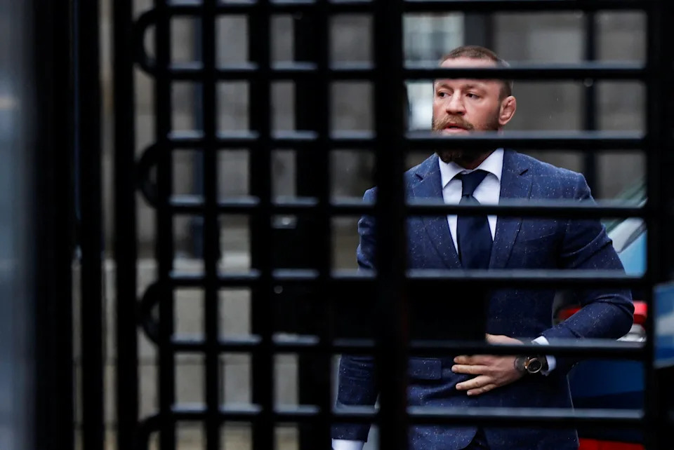 Irish mixed martial arts fighter Conor McGregor arrives at court, on the day he attends a civil trial on allegations of sexual assault, in Dublin, Ireland November 19, 2024. REUTERS/Clodagh Kilcoyne