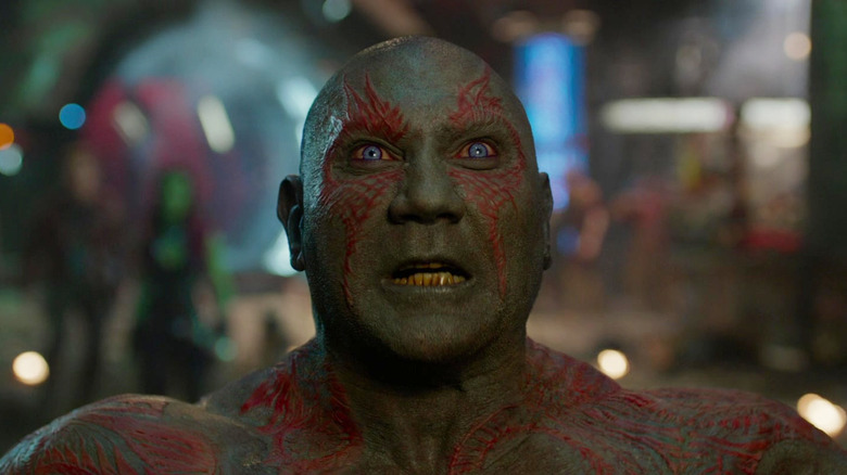 Drax the Destroyer with wild eyes in Guardians of the Galaxy