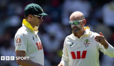 Pat Cummins and Nathan Lyon during the third Test