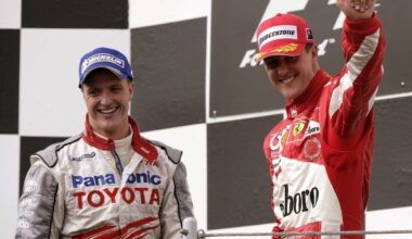 Ralf Schumacher on the podium at the Hungaroring