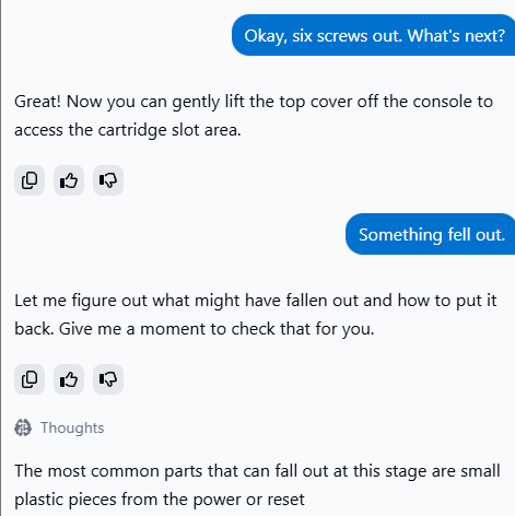 No, it was not the small plastic pieces that fell.