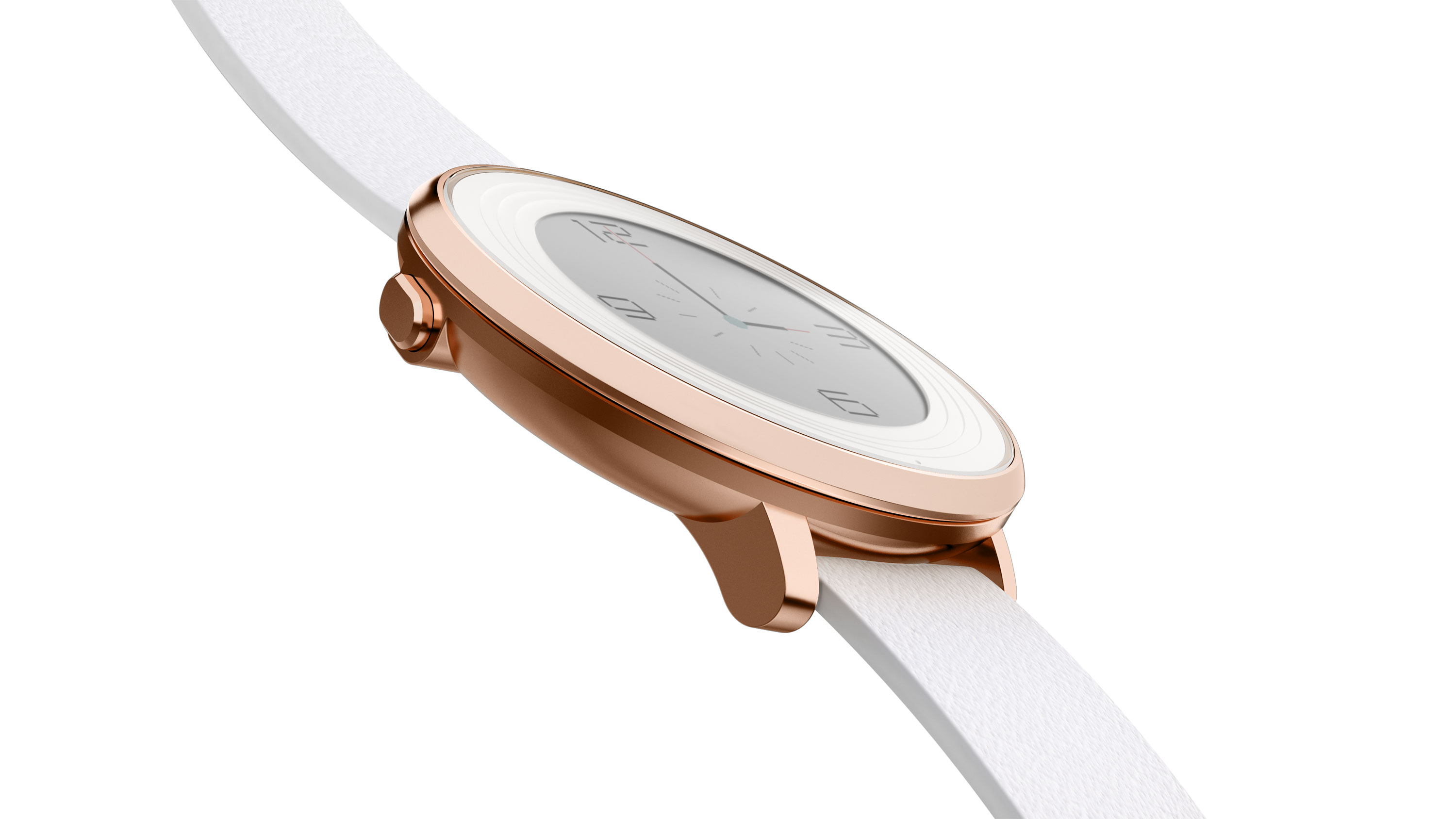 The Pebble Time Round smartwatch against a white background.