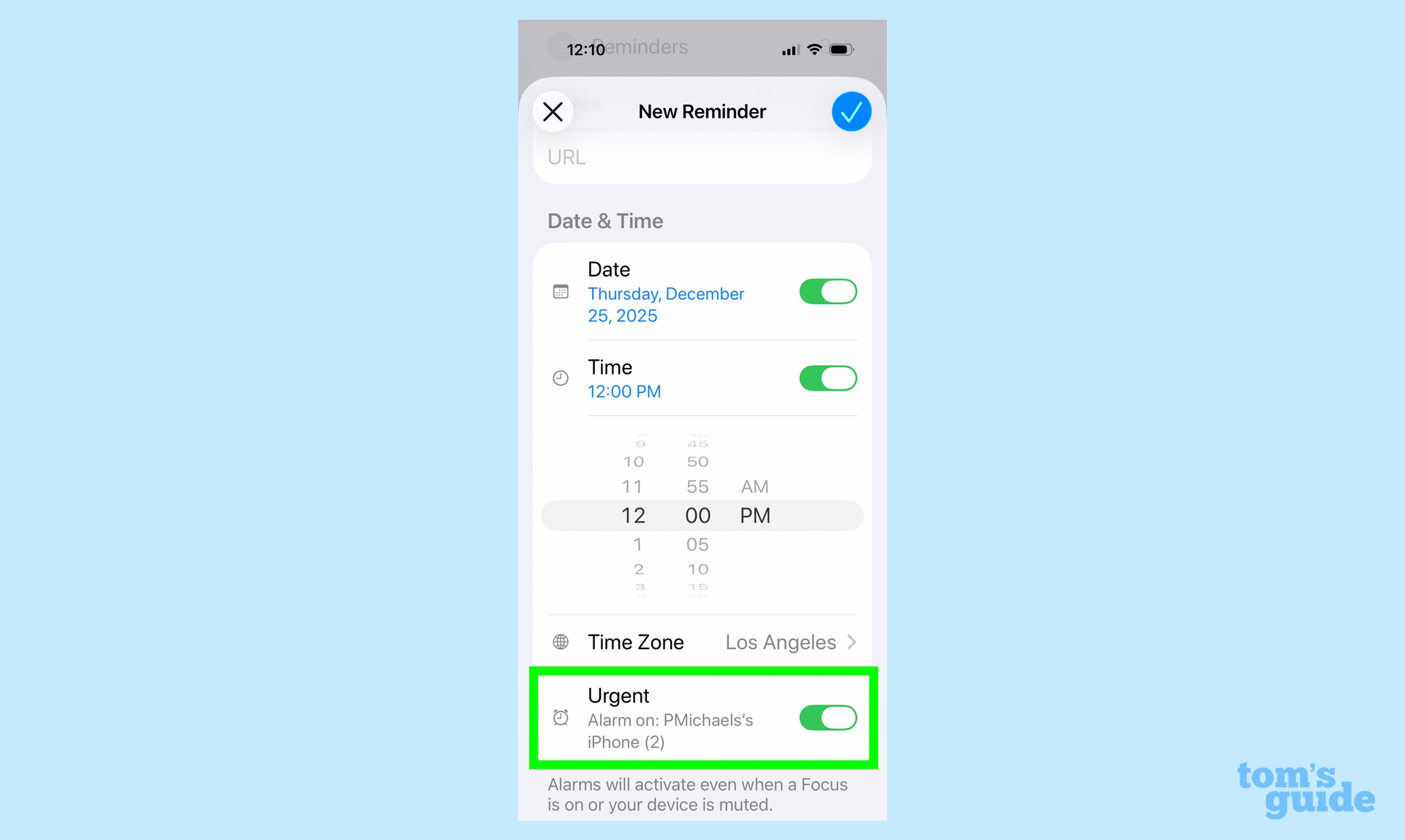 Marking a reminder urgent in ios 26.2