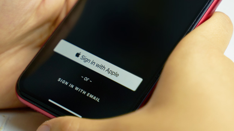 Apple sign in screen on an iPhone