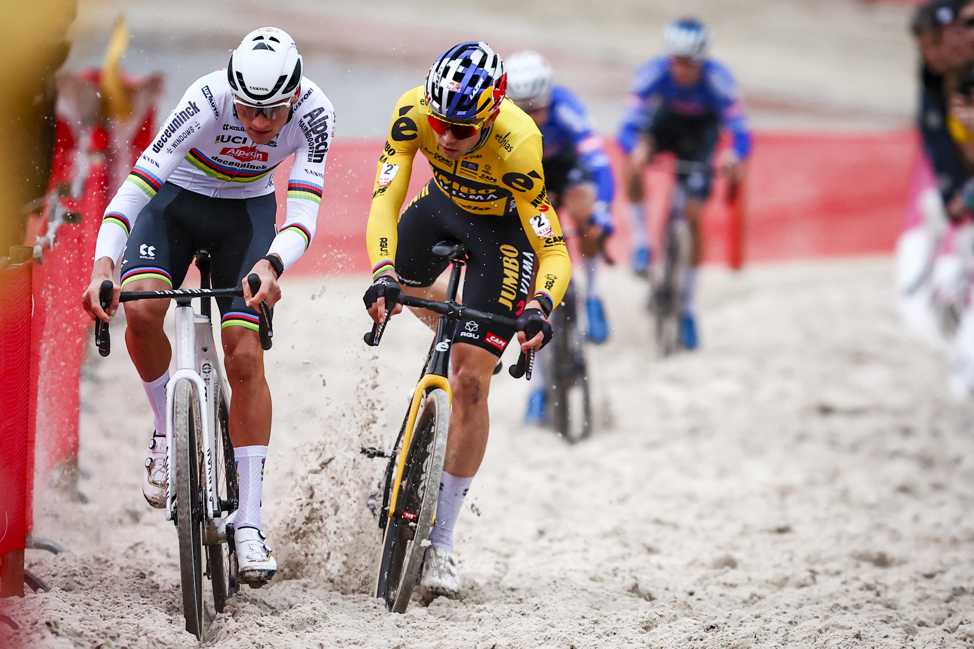 Mathieu van der Poel and Wout van Aert compete in the Exact Cross, 2023