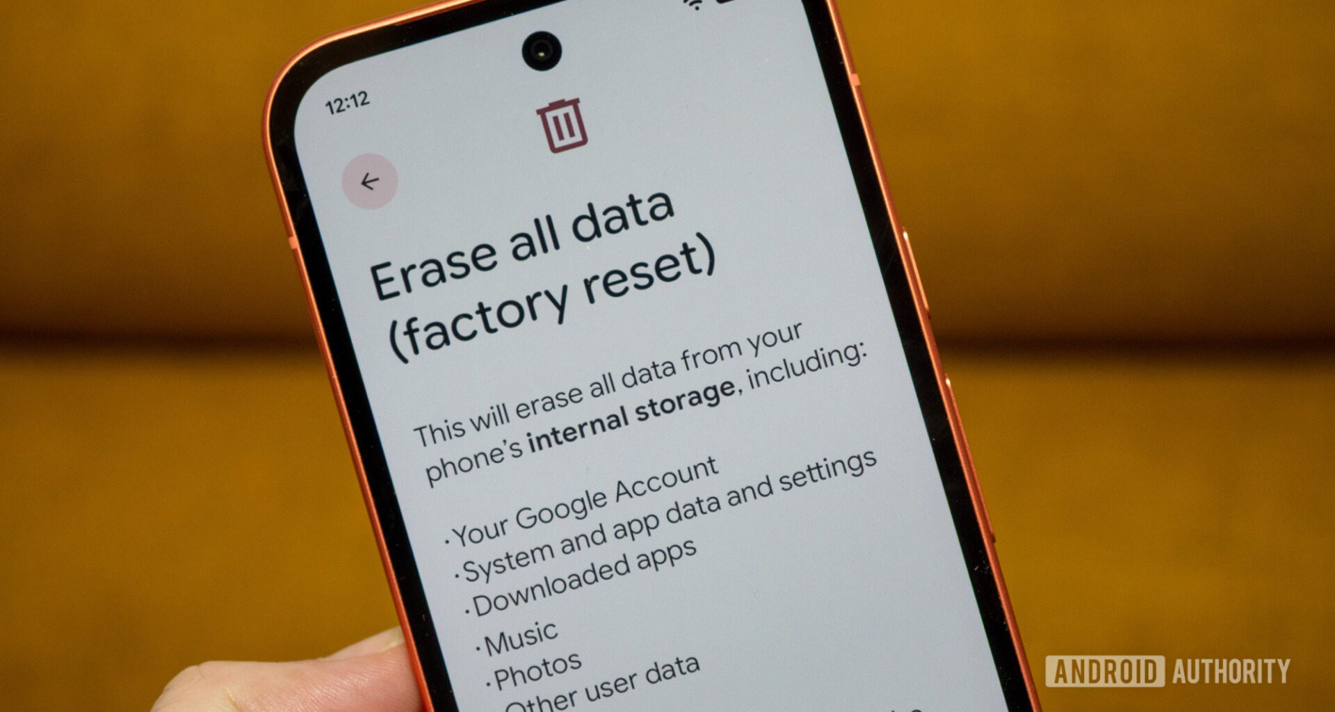 factory reset erase all data android phone