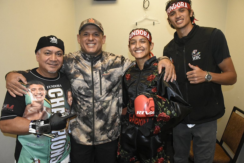 The fighting Fundoras make boxing a family affair. (L to R) Hervi Estrada, Freddy Fundora Jr, Gabriela Fundora, Sebastian Fundora. Photo: Courtesy Gabriela Fundora